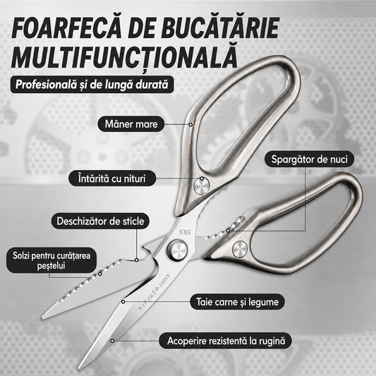 Foarfeca Premium Multifunctionalǎ pentru Taiat Oase, Carne si Legume