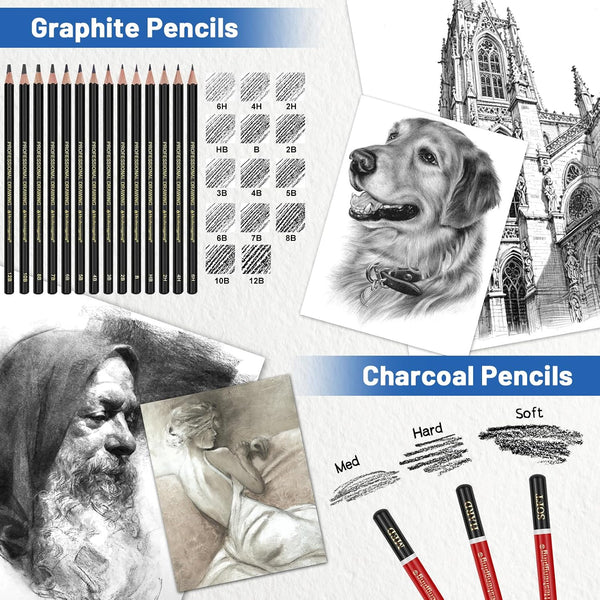 Set de pictura si desen pentru copii , 86 piese, creioane colorate, pasteluri de ulei şi acuarele