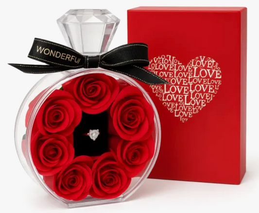 Cutia Diamant – Inel cu 9 Trandafiri Eterni