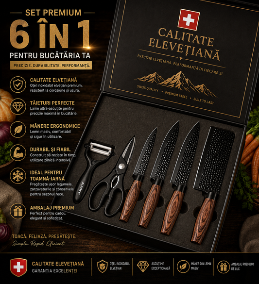 Set 6 Cuțite Premium Elvețiene Multifuncționale