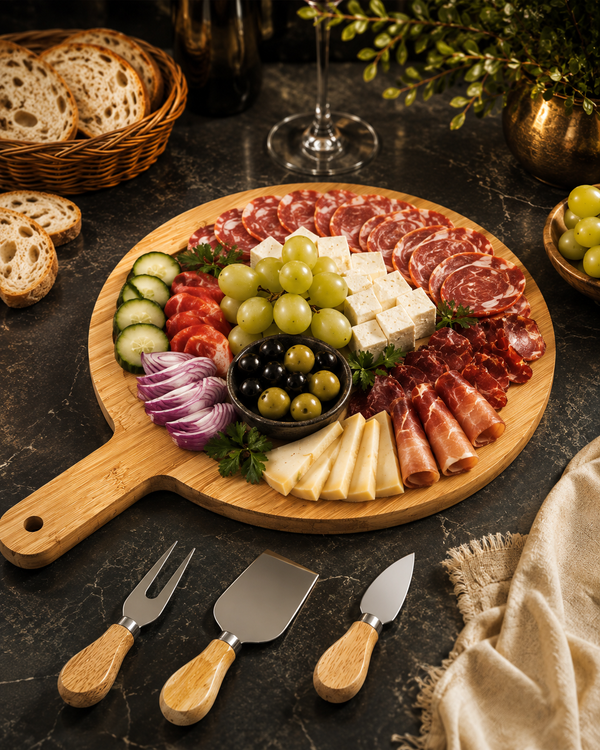 Platou Din Bambus pentru Aperitiv şi Brânzeturi