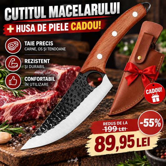 Cuțitul Mǎcelarului + Husǎ de Piele Gratis Dedicat Special pentru Sezonul Toamnǎ-Iarnǎ